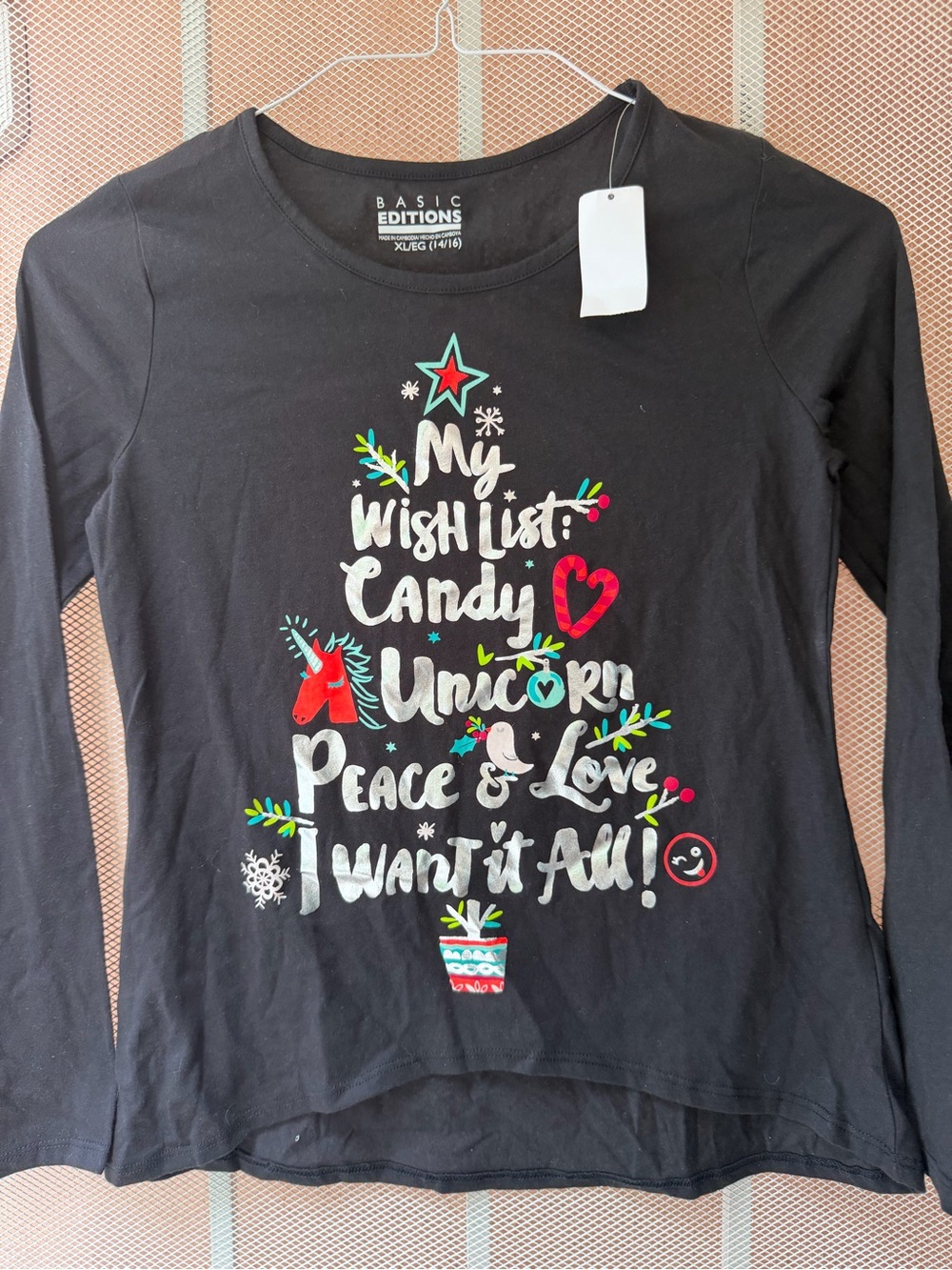 Girls' Black Long-Sleeve size xl 14/16